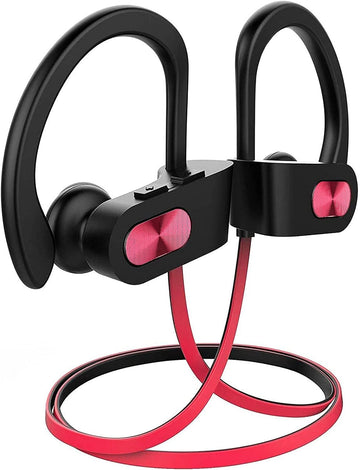 Bluetooth Headphones V5.0, Flame Running Headphones W/16 Hrs Playtime, Bass+ HD Stereo Wireless Sports Earphones W/Ipx7 Waterproof Earbuds in Ear for Workout, Gym W/Cvc6.0 Noise Cancelling Mic Red
